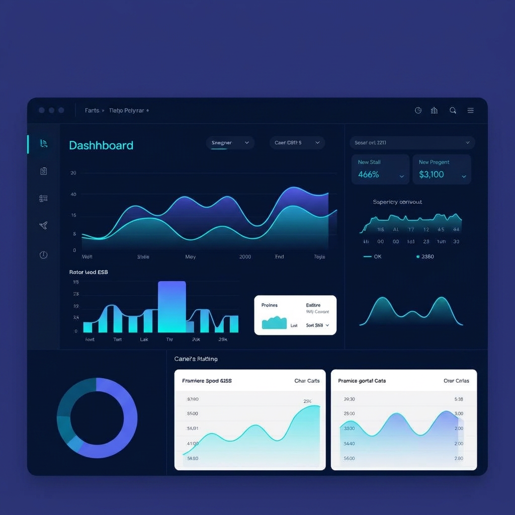 Mockup abstrato de dashboard de governança com IA